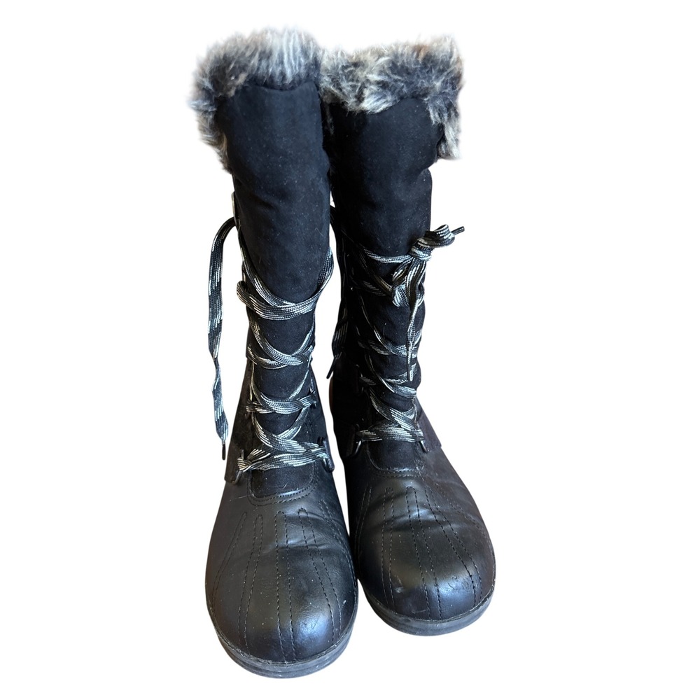 Rugged Outback Winter Boots Women Size 10 Black Faux Fur Snow Boot